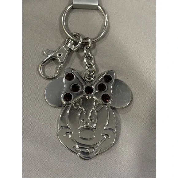 Disney Birthstone February 3D Minnie Mouse Silver Metal Keychain 2" NEW - Picture 3 of 5